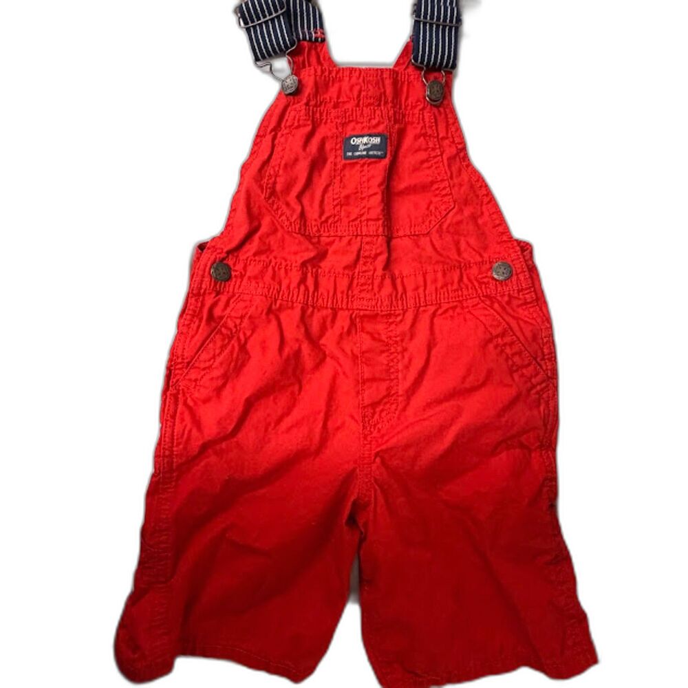 Oshkosh B'gosh Shortall Overalls Bibs size 5t red white blue cargo retro classic